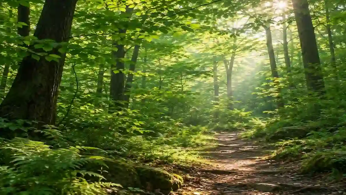 You're surrounded by a lush green forest.